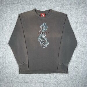 Vintage Gotcha T Shirt Mens‎ Size Small Grey Dragon Graphic Long Sleeve y2k